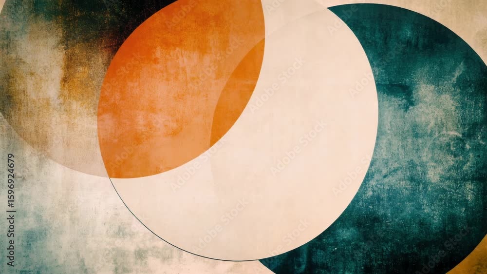 Poster a painting of three interconnected circles on a background wall, representing unity and harmony