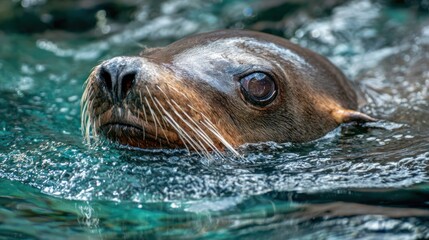 Fototapeta premium Seal's head emerges from water