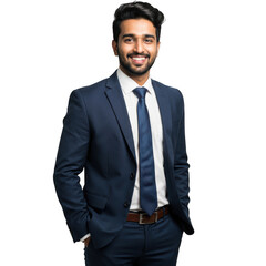 Smiling businessman isolated on transparent background