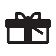 Black gift box with ribbon and bow icon symbol illustration set for web design
