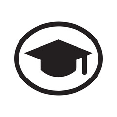 Black graduation cap icon for academic success and learning