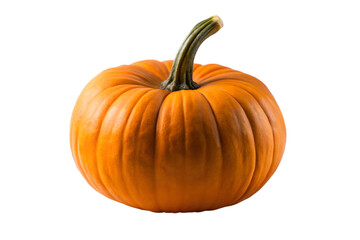 Obraz premium A single, perfect orange pumpkin with a green stem, isolated on a transparent background