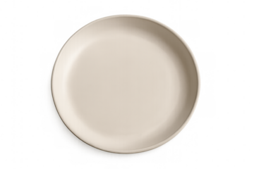 Minimalist white ceramic plate sitting empty, clean surface ready for culinary design, digital mockup, or graphic presentation