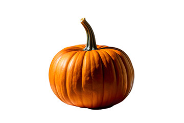 Obraz premium A vibrant orange pumpkin with a green stem, isolated on a plain transparent background