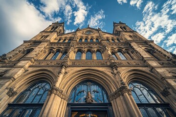 Fototapeta premium Magnificent Architecture: A Low-Angle View of the Natural History Museum