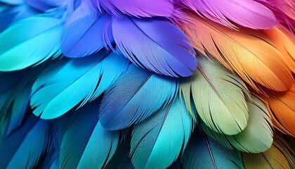 Fototapeta premium Vibrant, colorful bird feathers close-up