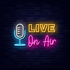 Live On Air Neon Sign Symbol