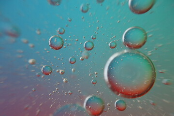 bulles fond turquoise reflet rouge