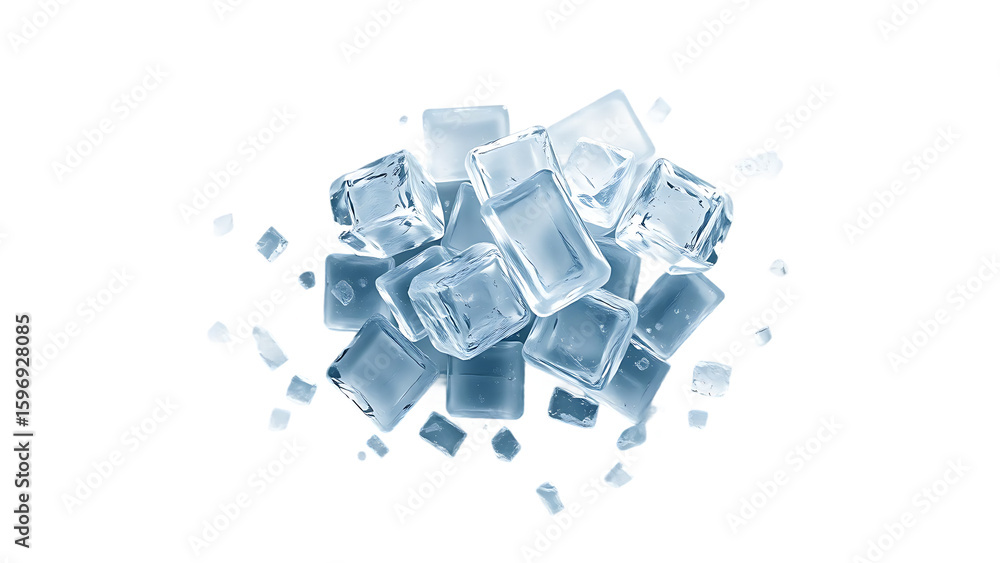 Aufkleber scattered ice cubes melting element set on transparent background isolated on white background