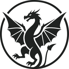 Black Dragon in Circle Logo