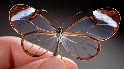 Clear butterfly on hand