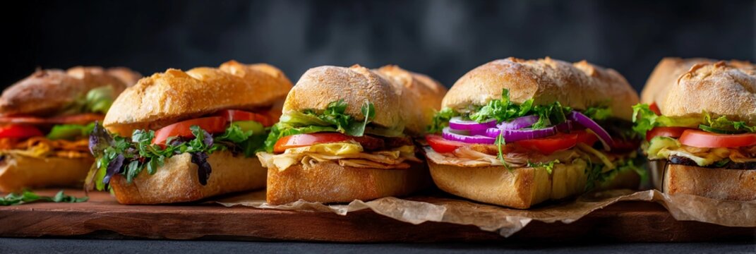 Fresh Sandwiches Burger Row – Fast Food Street Food Banner