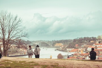 Two People With Backpacks Gaze