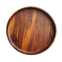 A wooden rounded tray with a smooth finish, isolated on a white background or transparent PNG.
