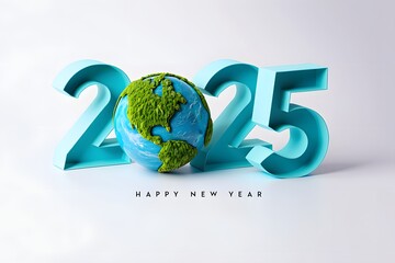 Happy new year earth globe concept for year twenty twenty five celebration design