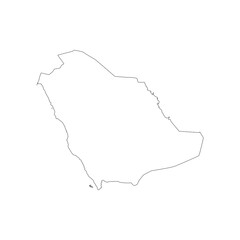 Saudi Arabia map design vector illustration on white backfround. Saudi Arabia map concept stroke symbol design. Simple outline drawing Saudi Arabia map