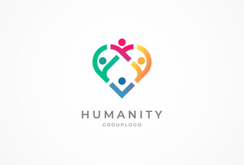 People logo design, humanity people group Logo with gradient color, human logo design element, vector illustration