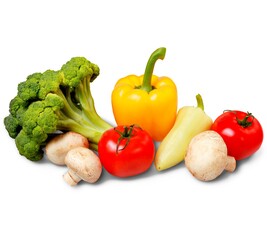 fresh vegetables isolated on white background