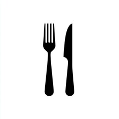 Simple fork and knife, white background, restaurant menu design