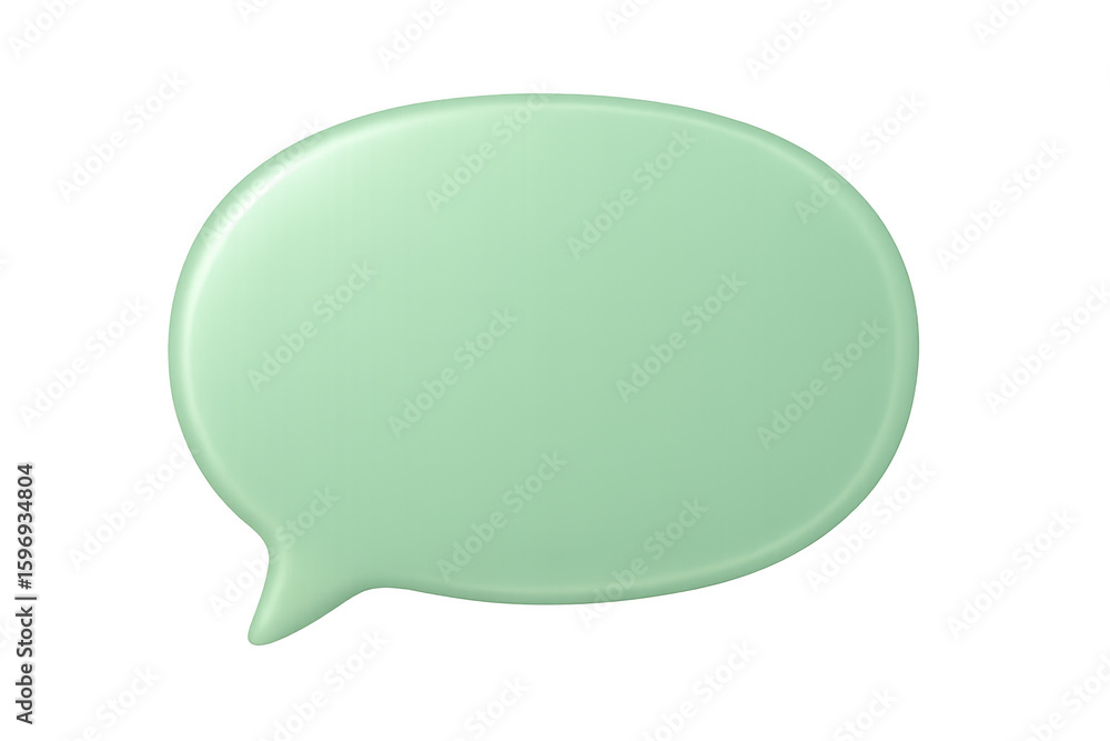 Poster pastel green speech bubble hovering against transparent background, representing communication with 