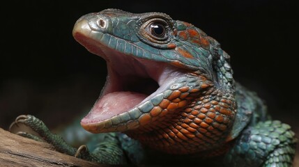 Lizard with open mouth