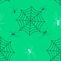 Cartoon monsters seamless Halloween spider pattern for wallpaper and fabrics and textiles and packaging and linens