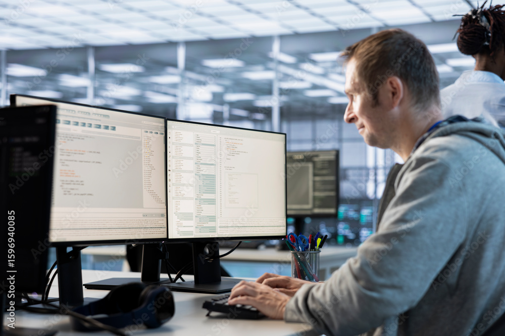 Poster it professional in server farm workplace ensuring valuable data remains shielded from threats. hardw
