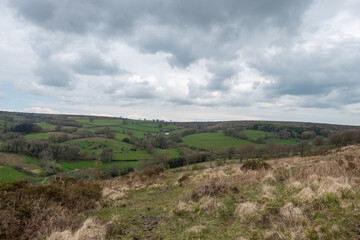 Fototapeta premium View from the top of Vale hill at Tarr Steps in Exmoor National Park