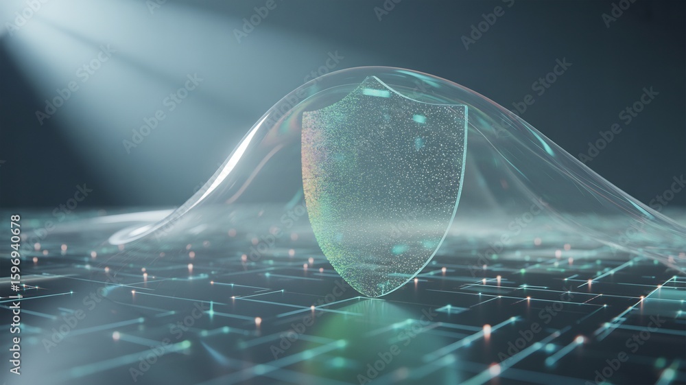 Poster cyber security shield protection concept for data privacy network security and antivirus software