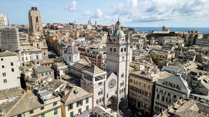 Metropolitan Cathedral of Saint Lawrence, Genoa. Historic church with ornate stonework and iconic architecture.