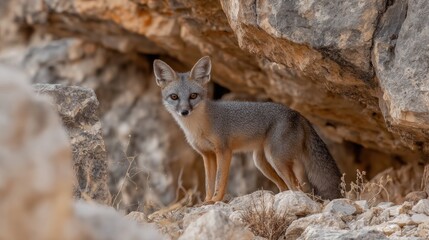 Obraz premium Fox in rocky terrain