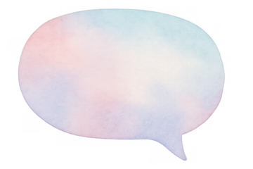 Pastel watercolor speech bubble floating transparently, conveying creative communication and artistic expression