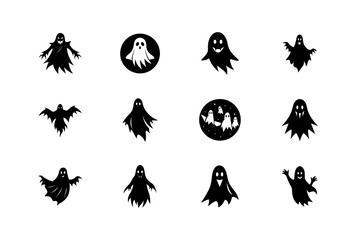 group of ghost silhouettes vector art