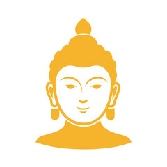 golden Buddha head logo icon illustration.