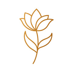 gold glitter wildflower outline logo icon illustration.