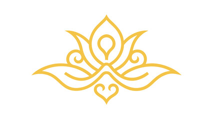 gold flower line art ornament vector illustration.