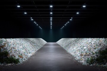 Waste Management Facility with Piles of Recycled Plastic Waste