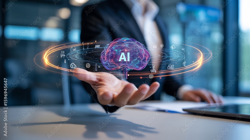 Aufkleber artificial intelligence ai brain technology innovative digital transformation concept idea