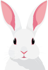 Fototapeta premium A digital illustration of a white rabbit with pink ears and a pink nose on a white background
