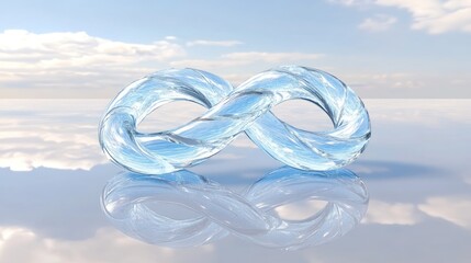 Clear infinity symbol against a sky
