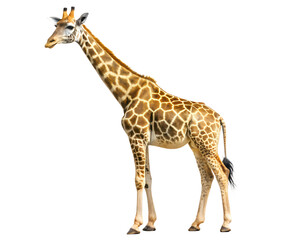 Elegant Giraffe Standing Tall Isolated on Black Background