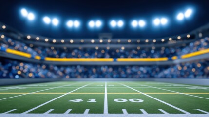 Obraz premium Empty Sports Stadium Field Under Bright Lights at Night