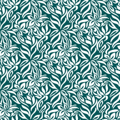Fototapeta premium Hand drawn abstract floral lines pattern. Daisy seamless background. Modern flower illustrations for textile design, fabric printing, packaging, wallpaper, decoration, cards and posters.