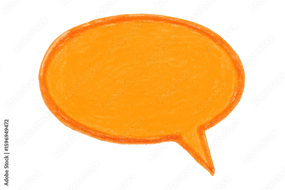 Poster orange hand-drawn speech bubble floating against transparent backdrop, enhancing graphic design with
