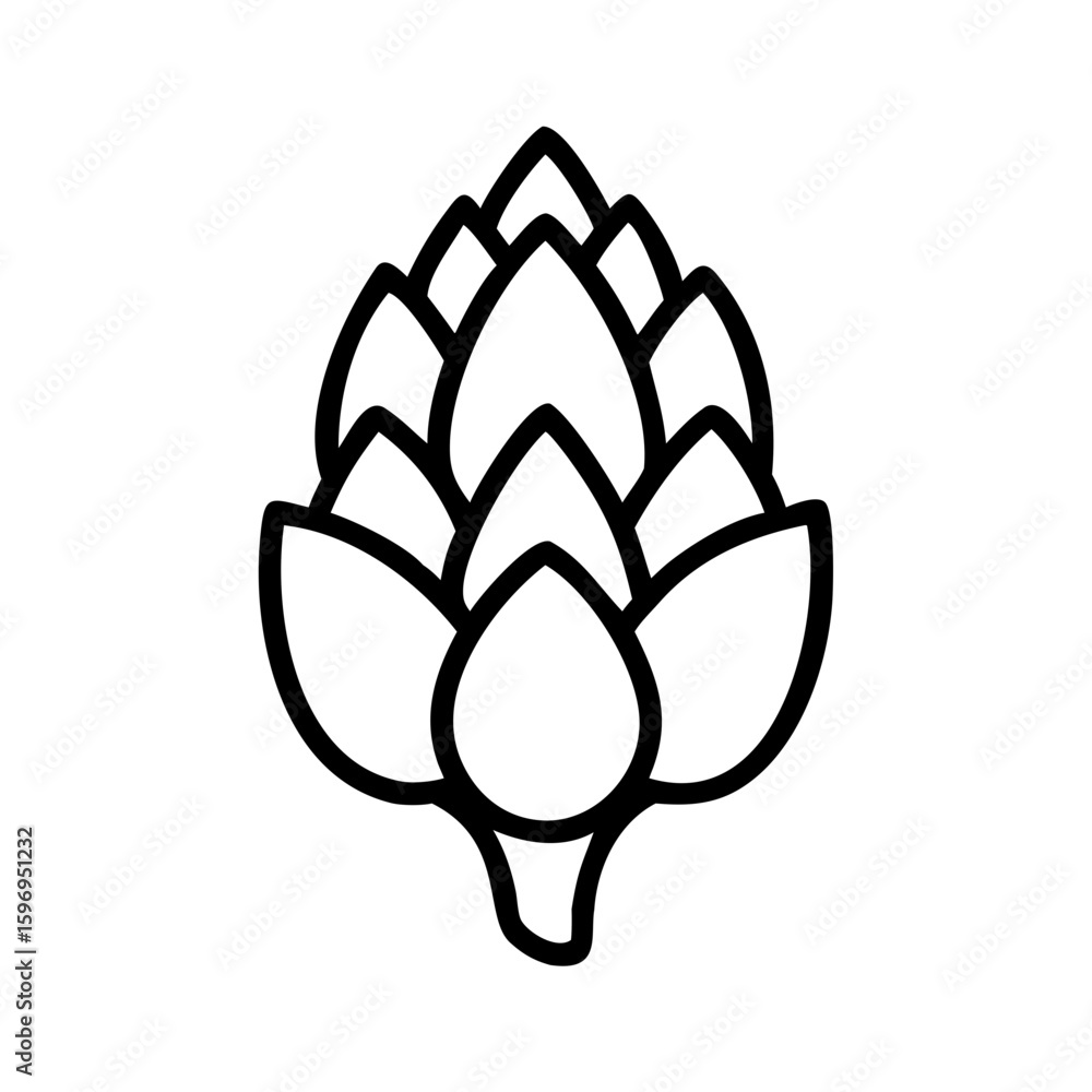 Poster simple line drawing of an artichoke with overlapping petals and a short stem design element is here
