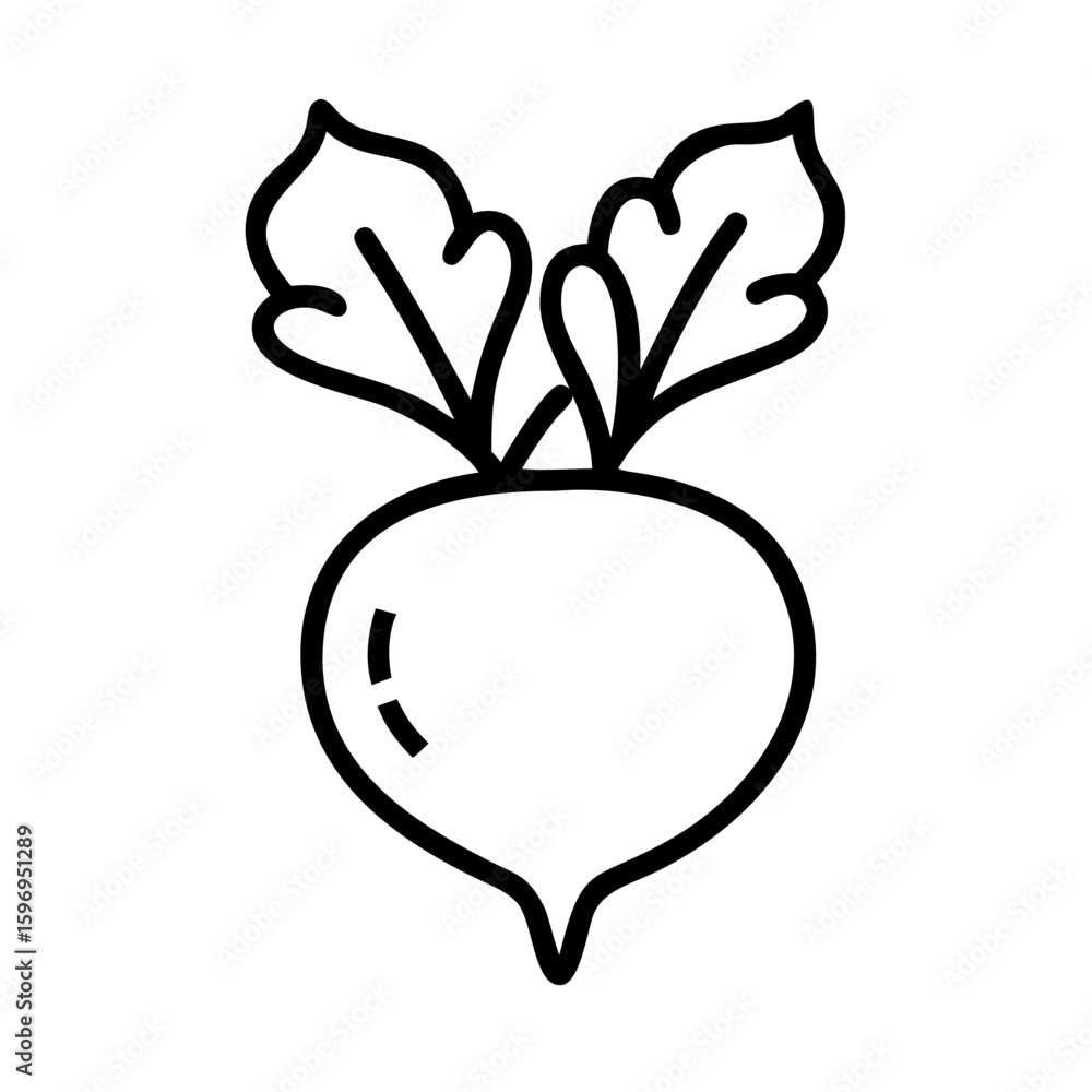 Aufkleber simple outline drawing of a beet with two leaves sprouting from the top on a white background image