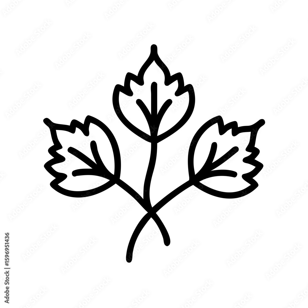 Aufkleber three leaves with jagged edges connected by stems in a simple graphic representation design art