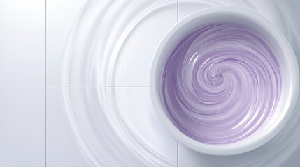 Obraz premium Swirling Lavender Paint in a Bowl on a Clean White Surface