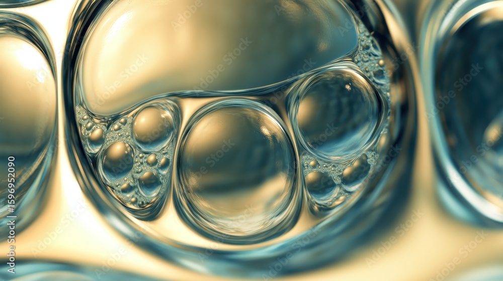 Aufkleber abstract liquid design with bubbles and reflections in soft light