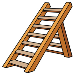 wooden step or ladder stairs flat illustration